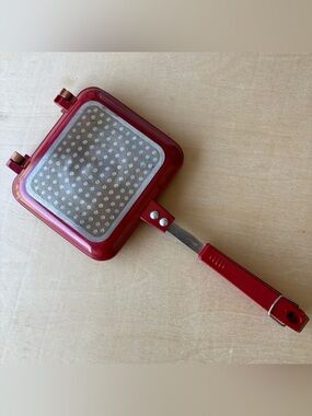 Red Copper Flipwich Panini Sandwich Press Pan Nonstick Stovetop Press Bulbhead